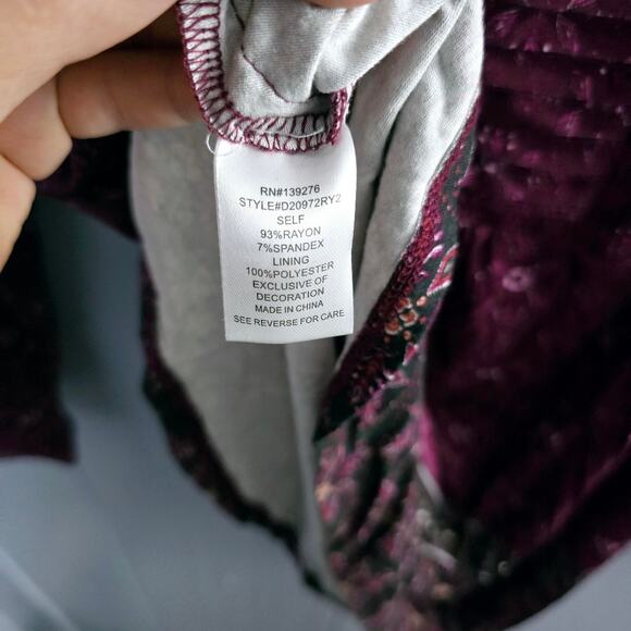 Daniel Rainn Boho Top Size M – Floral Print, Plum, Festival Vibes - Picture 4 of 6